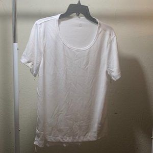 Core 10 Women's White Jacquard Mesh Cropped Short Sleeve T-Shirt L NWT